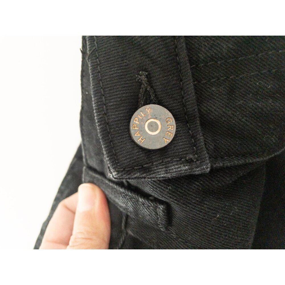 Happily Grey High-Waisted Black Denim Maxi Skirt With Raw Hem Size 25 Cotton Ble - Picture 9 of 9